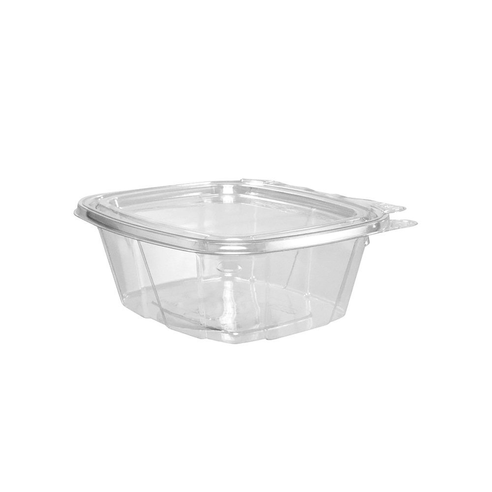 Dart CH16DEF - 16oz PET Plastic Tamper-Evident Container w/ Flat Lid, Clear - Case of 200