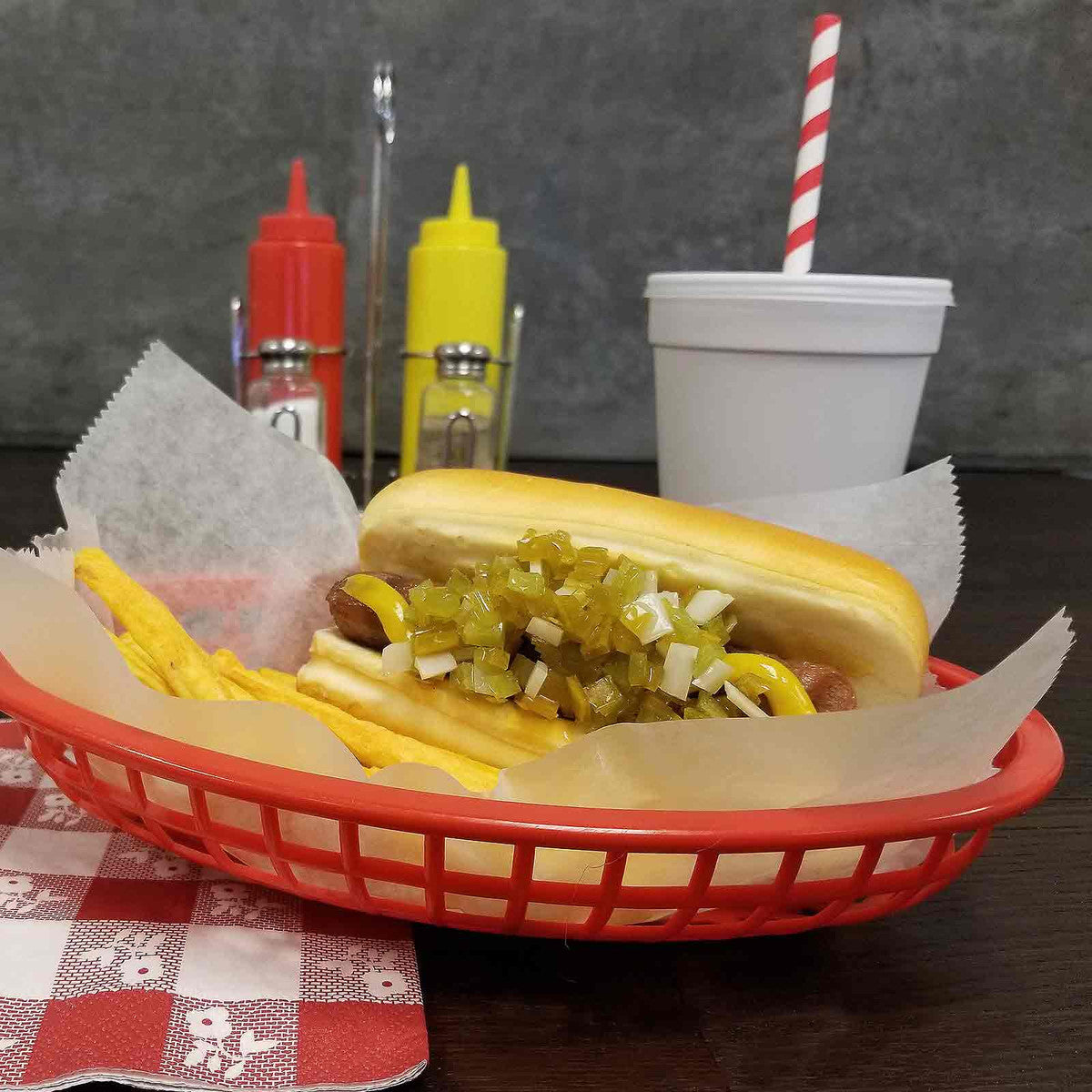 Red Classic Oval Food Service Basket