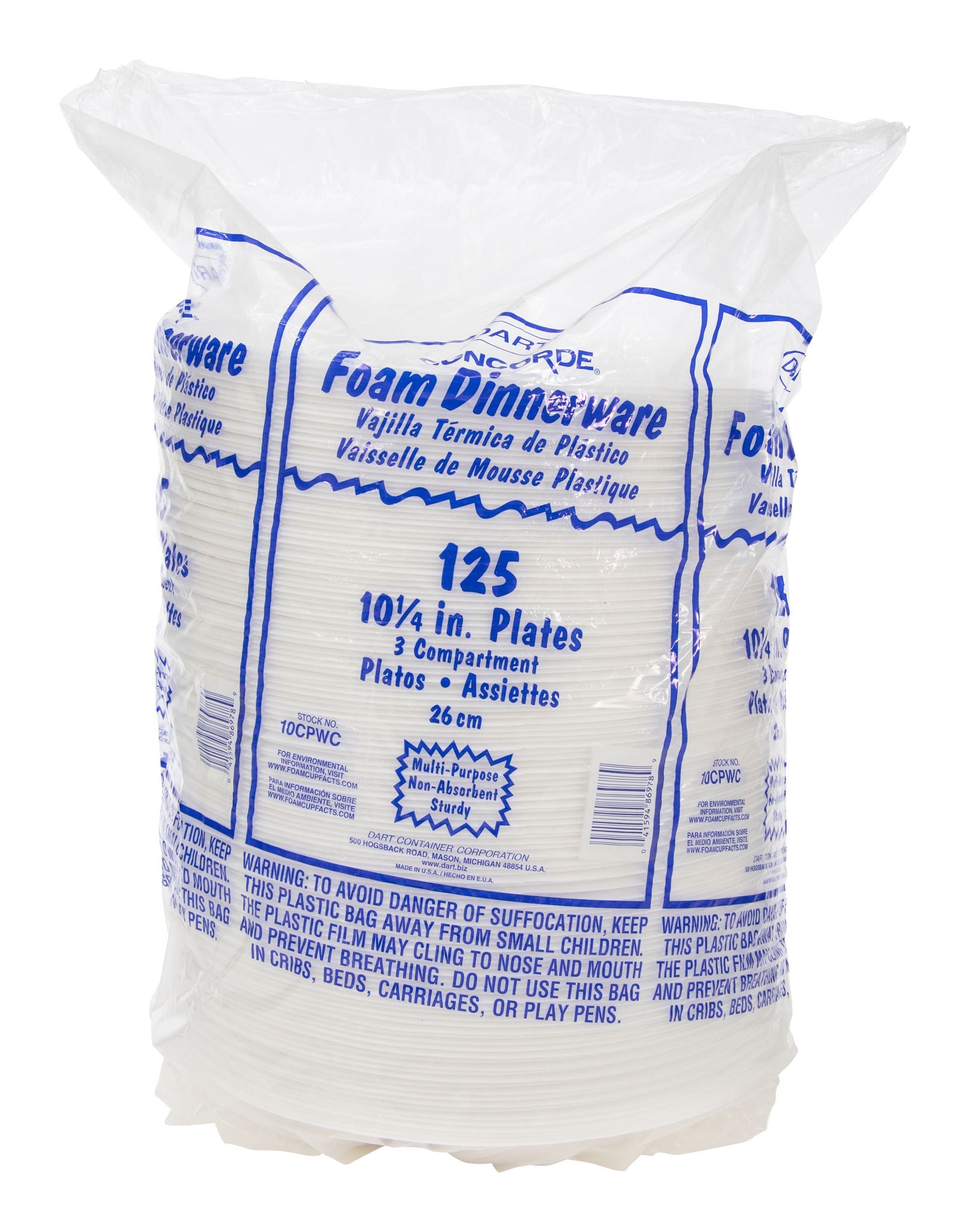 Dart 3 Compartment Foam Plate Inner sleeve pack photo 10cpwc