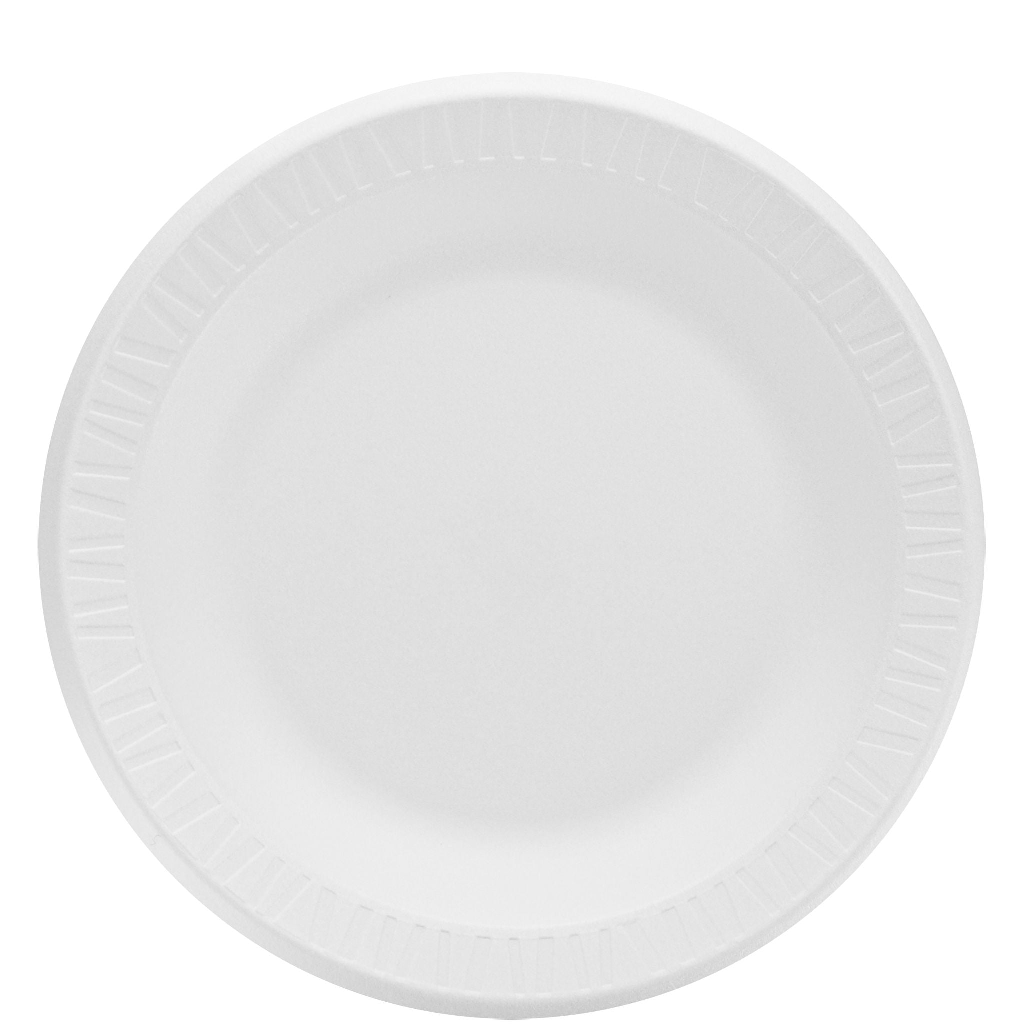 Dart 10PWCR - 10 1/4" White Non-Laminated Round Foam Plate - Case of 500