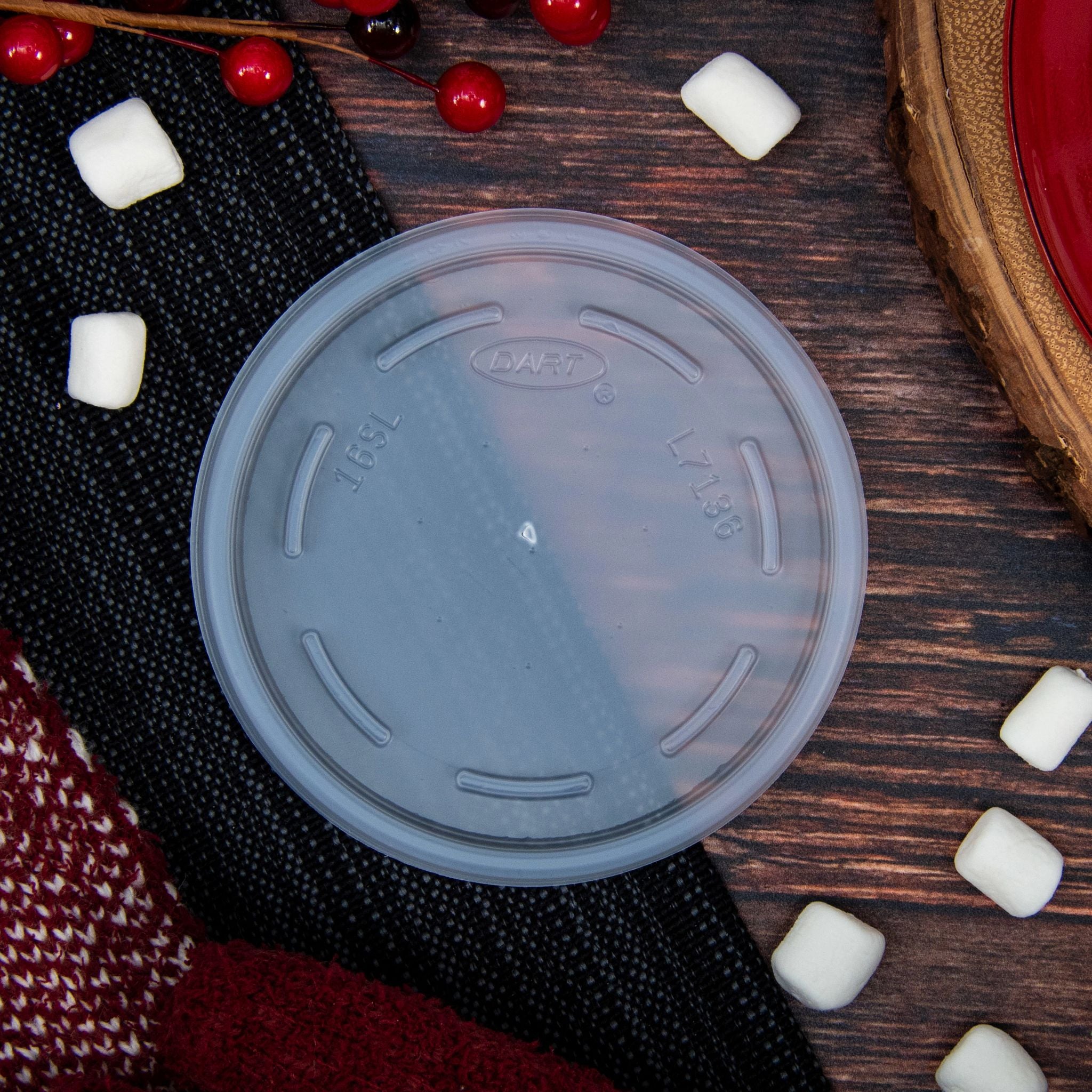 Dart 16JL - 16oz HIPS Plastic Vented Lid, Translucent - Case of 1000