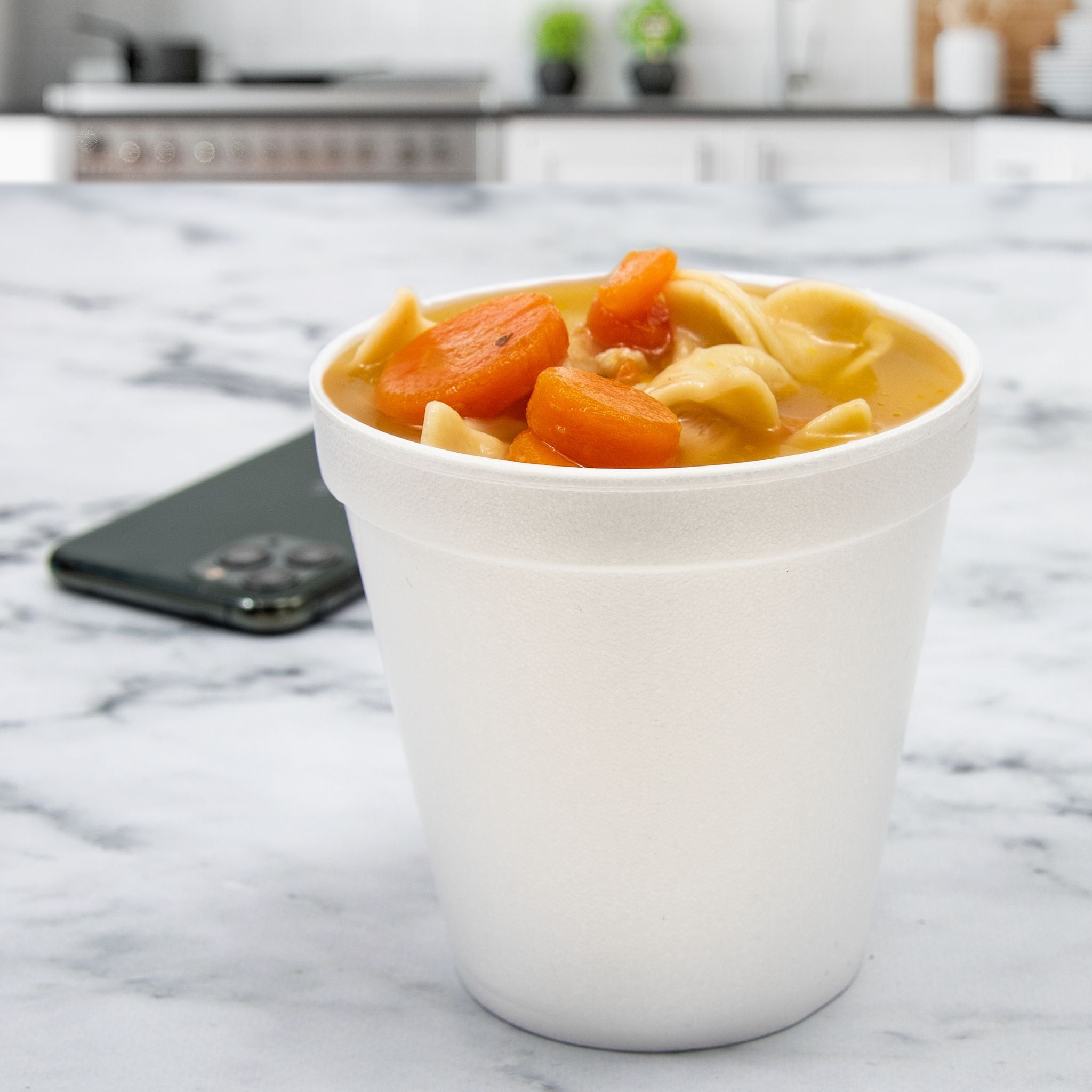 Dart 16MJ20 - 16 oz. Medium Squat White Customizable Foam Food Container - Case of 500