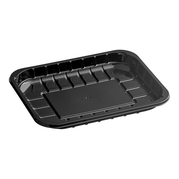 CKF 86515 - (#4P) 9 1/8" x 7" x 1 5/16" Black PET Plastic Meat Tray - Case of 480