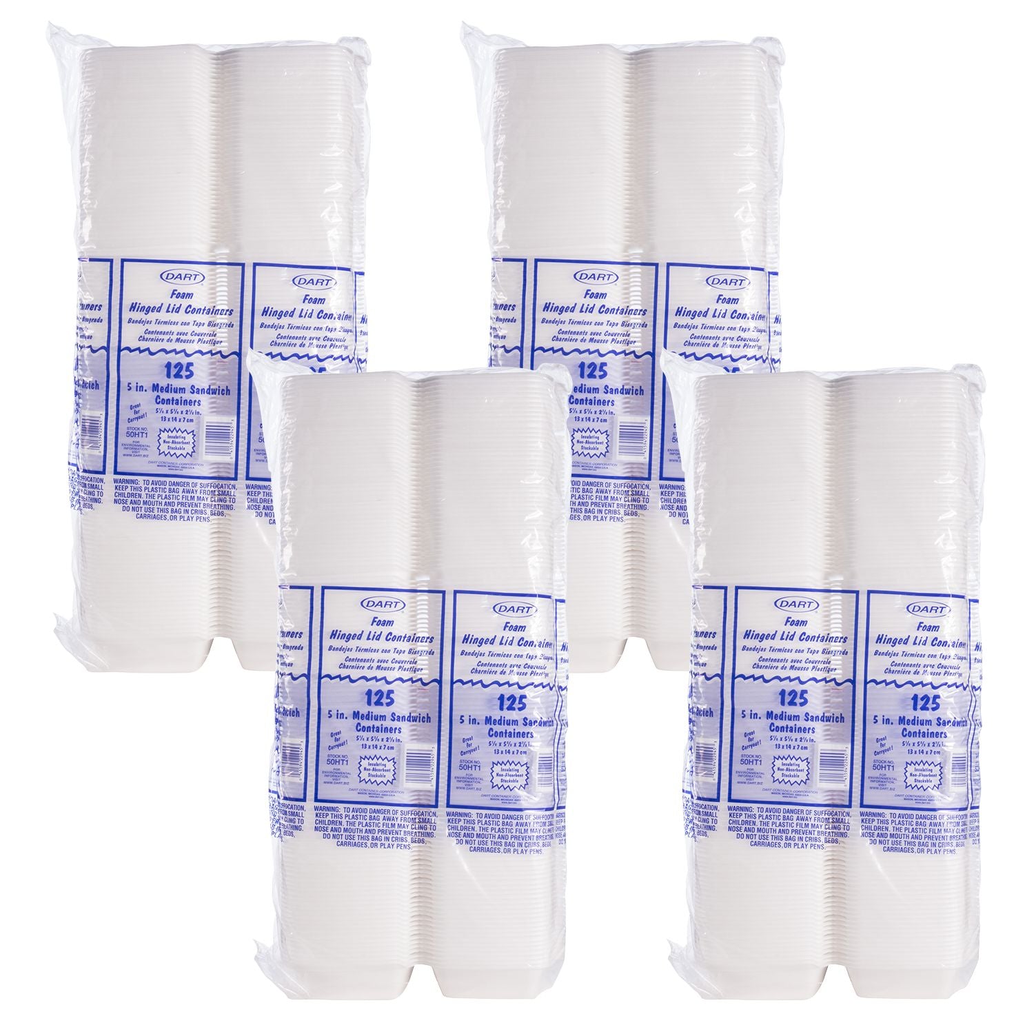 50HT1 white XPS foam sandwich containers arranged inside the case