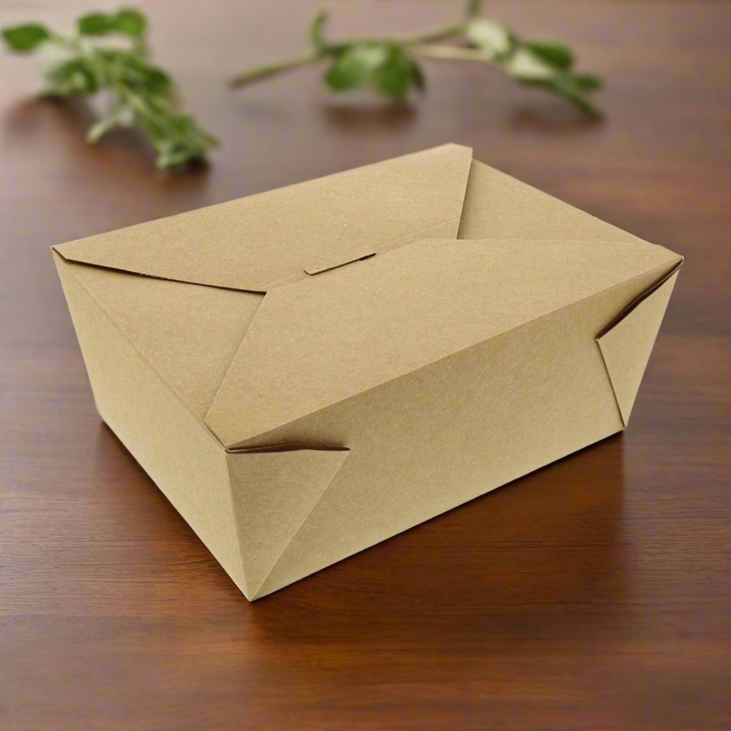 Kraft Microwavable Folded Paper #4 Take-Out Container - Case of 160