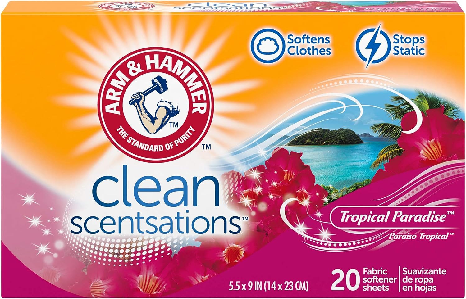 Arm & Hammer - Clean Scentsations™ Fabric Softener Sheets, Tropical Paradise - Case of 12