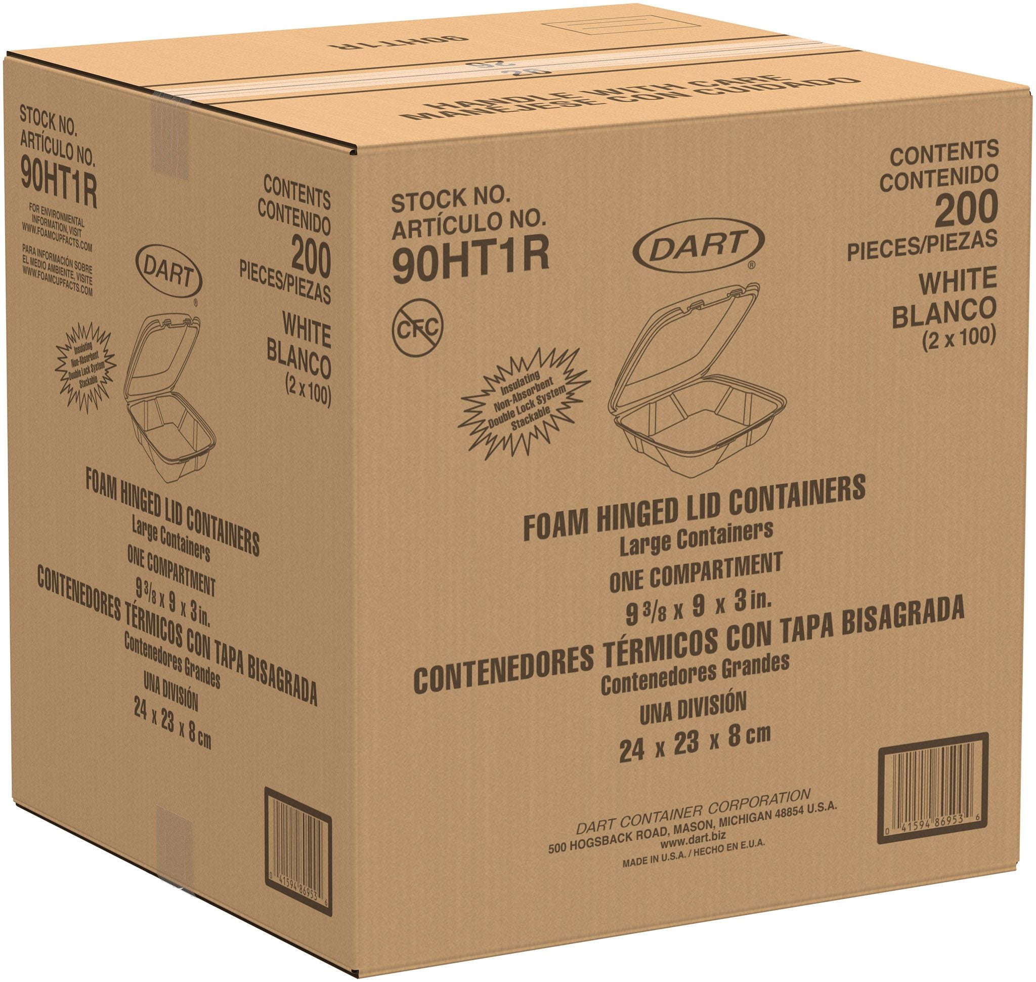 Dart 90HT1R - 9 in XPS Foam Container, White - Case of 200