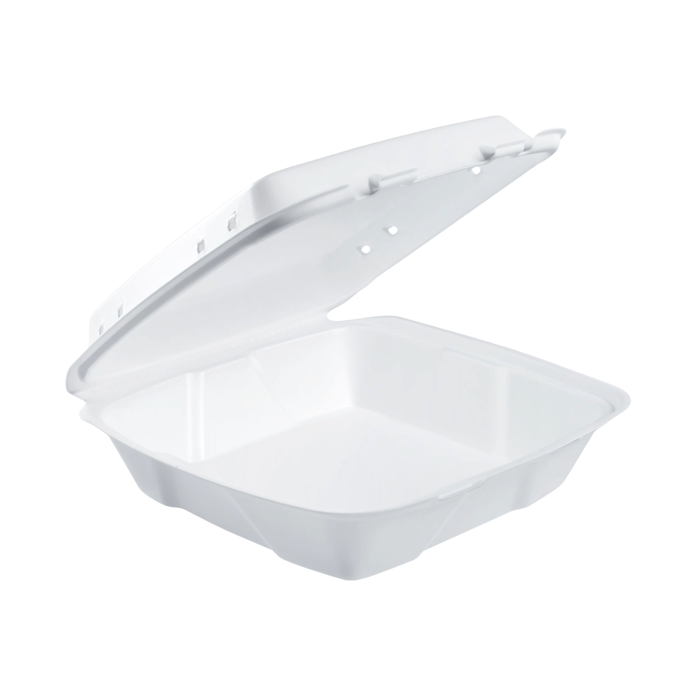 Dart 90HTPF1VR - 9 in XPS Foam Container with Vented Lid, White - Case of 200