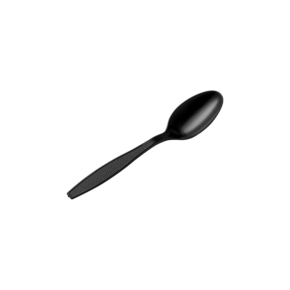 AFS - Black Heavy Weight Plastic Teaspoon - Case of 1000