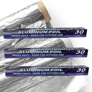Boxed Pro Aluminum Foil 18'x30' (45 sq ft) Heavy Duty, Retail-Ready Packaging, 24 Rolls/Case for commercial kitchens, catering, and retail resale.