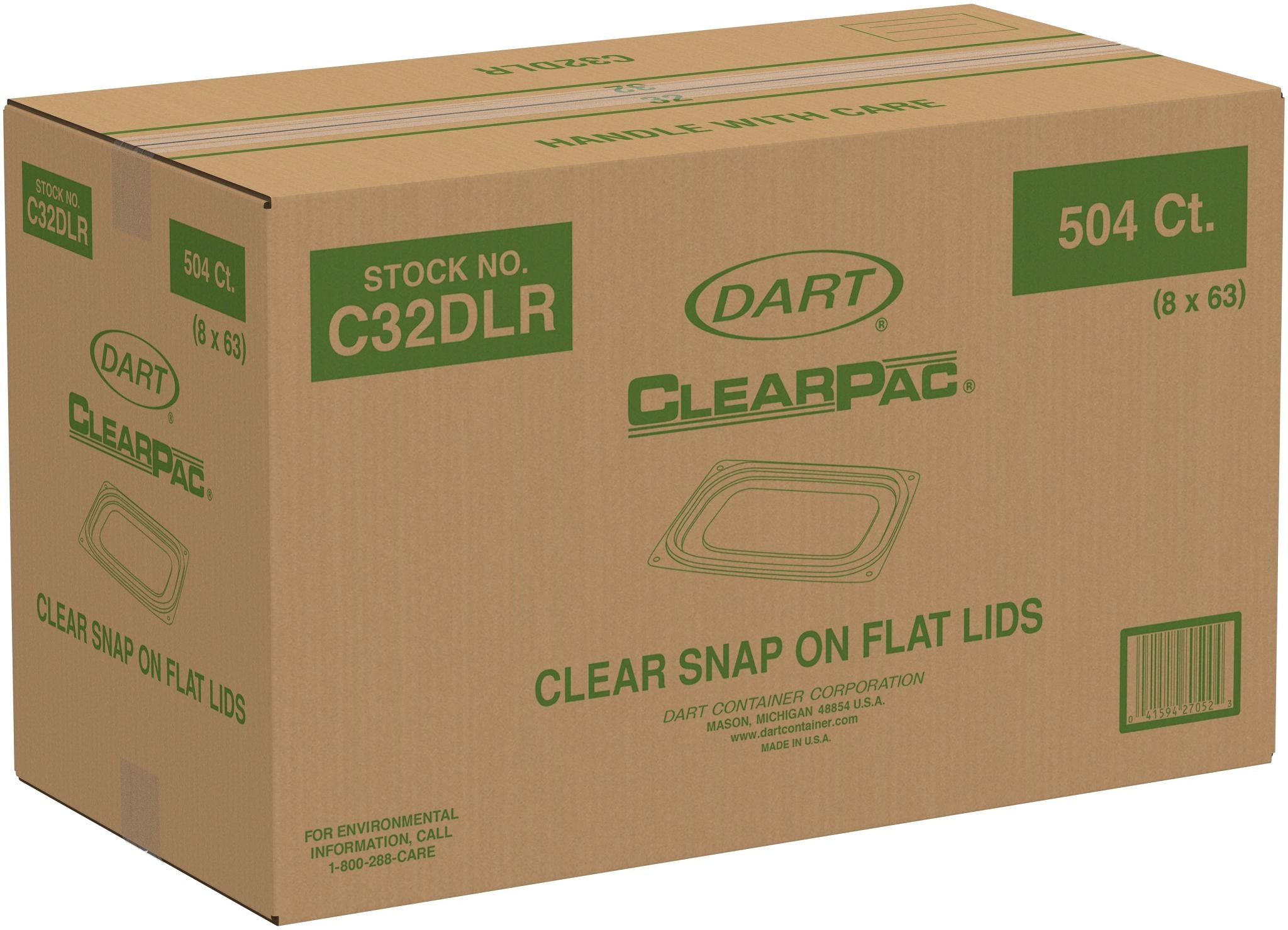 Dart C32DLR - 24-32oz Medium OPS Plastic Flat Lid for ClearPac®, Clear - Case of 504