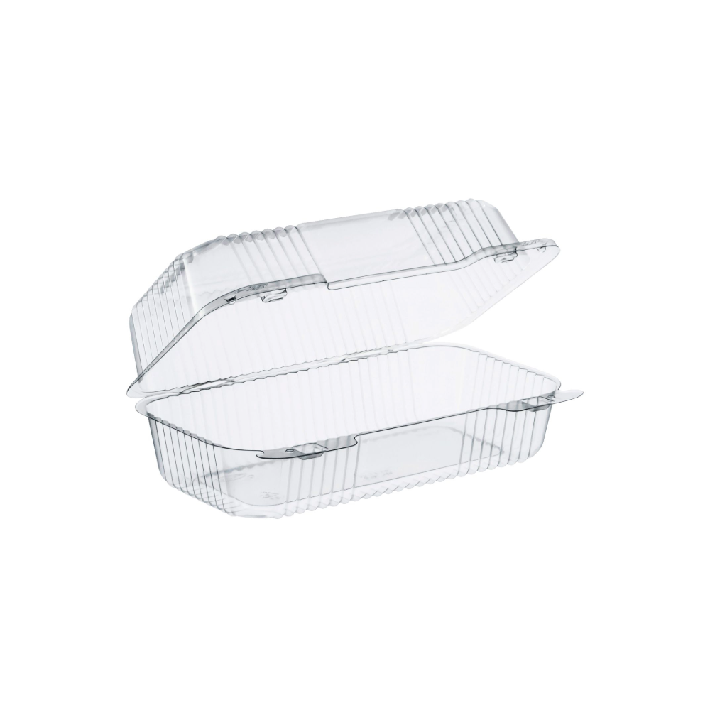 Dart C35UT1 - StayLock® 9" x 5 3/8" x 3 1/2" Clear Hinged Plastic 9" Medium Oblong Container - Case of 250