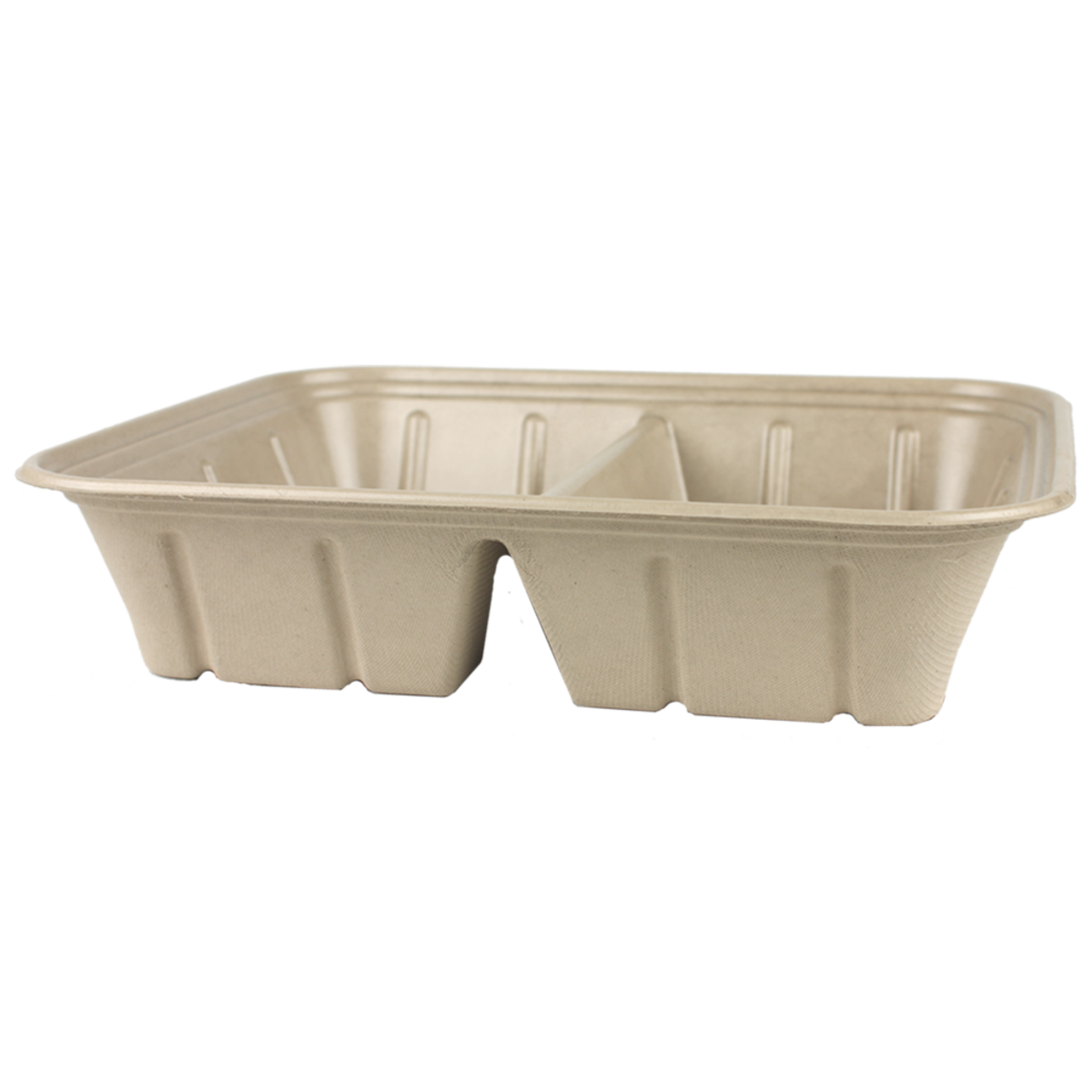 World Centric - Half Size (112oz) Fiber Catering Pan PLA Lined, 2-Compt - Case of 200