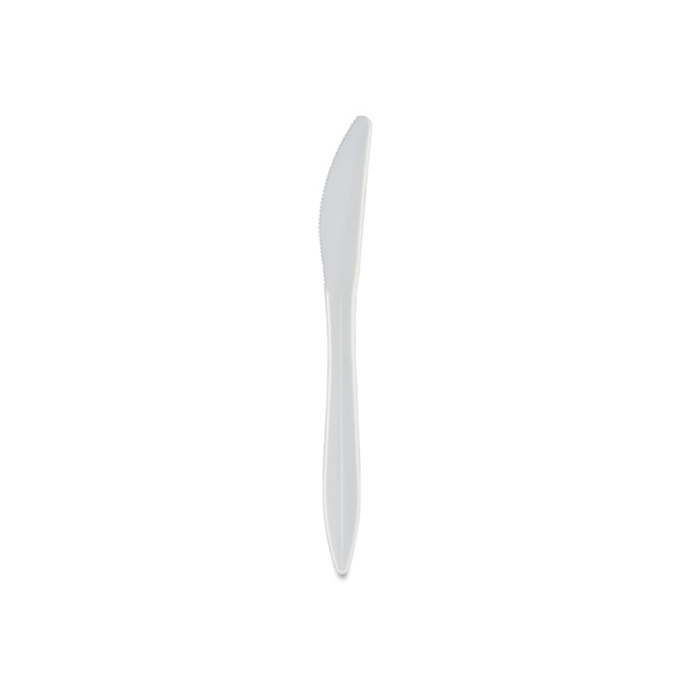 White Plastic Knife, Medium Weight - Case of 1000