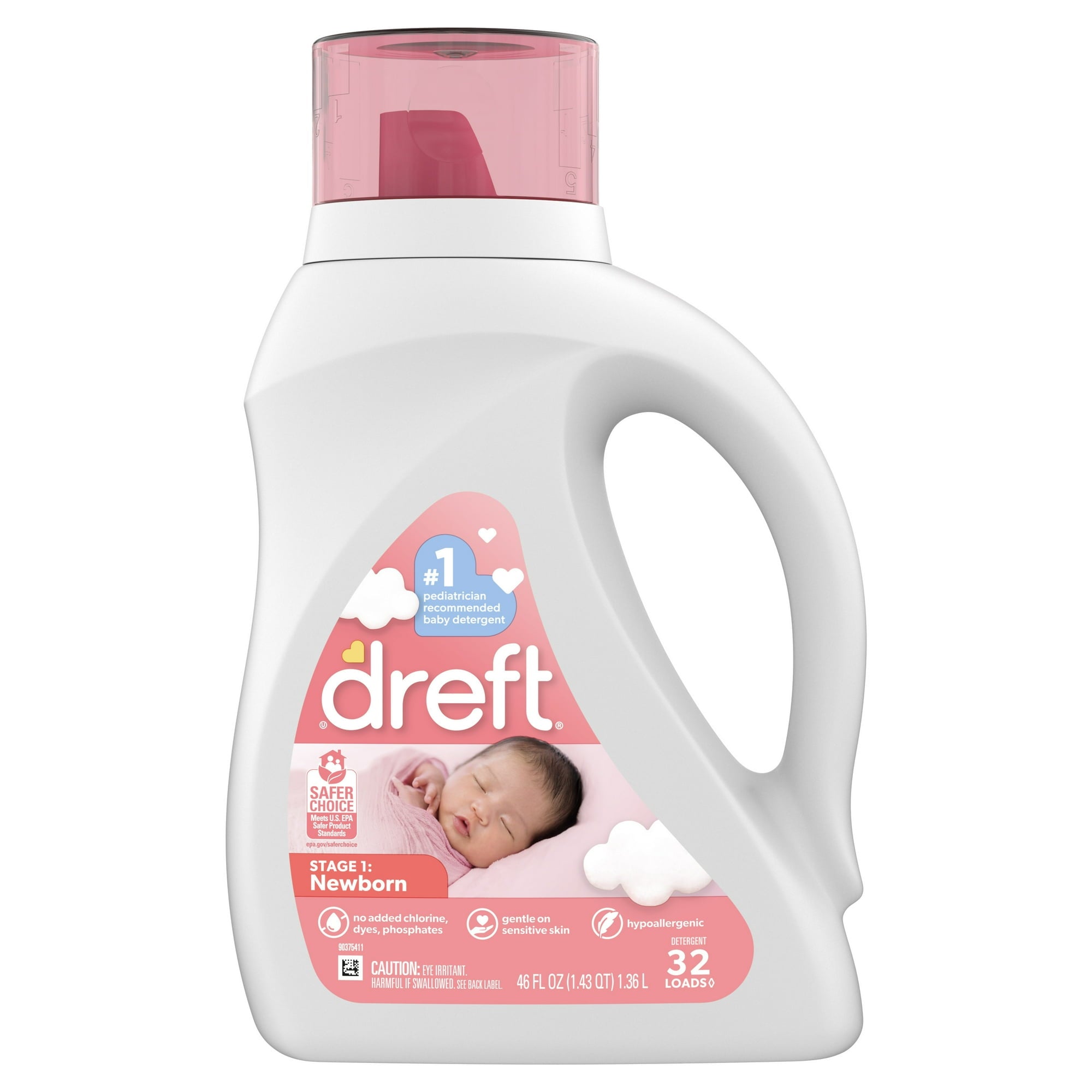 Dreft Stage 1: Newborn Baby Liquid Laundry Detergent, 32 Loads, 46 Oz - Case of 6