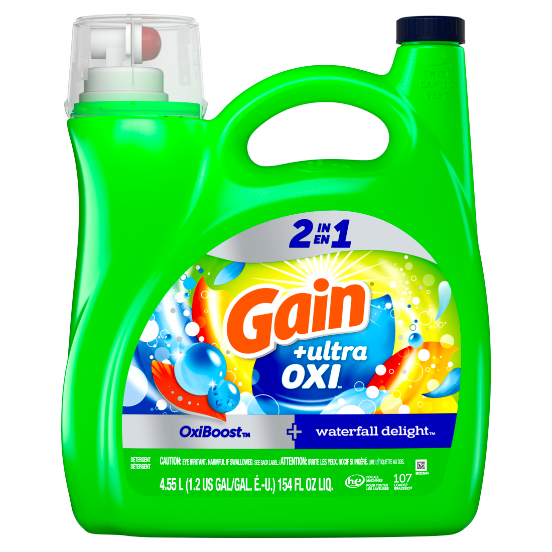 Liquid Laundry Detergent +Ultra Oxi, 154 Oz, Waterfall Delight Scent - Case of 4