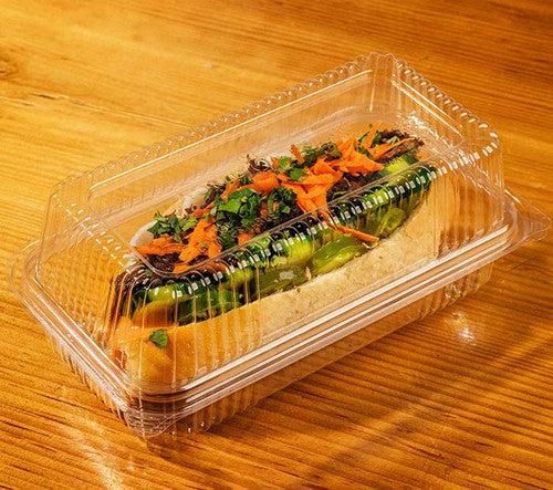 World Centric KL-CS-95N 9x5x3 inch clear PLA hinged clamshell