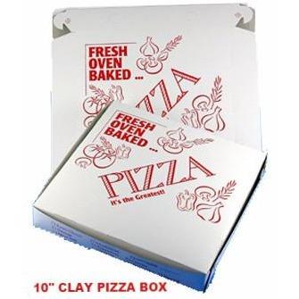 Clay Coated Pizza Box 10" x 10" x 2" - Bundle of 100