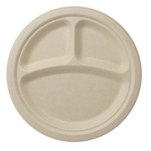 World Centric PL-SC-9T-LFS 9 inch 3-compartment fiber plate