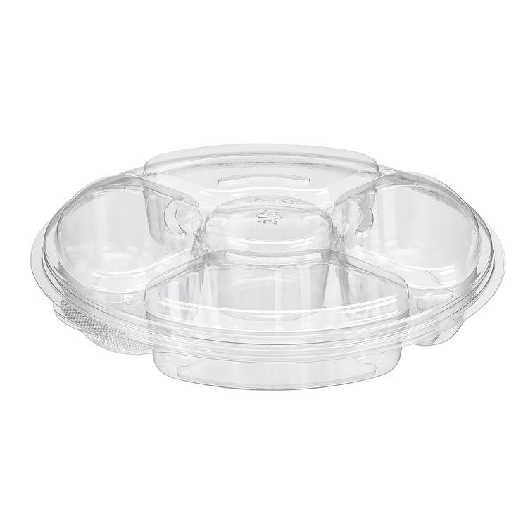 Inline Plastics PL042C 42 oz. 5-compartment two-piece clear PET party platter with lid