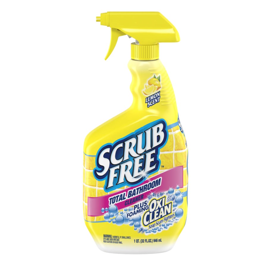 Scrub Free - Total Bathroom Cleaner with OxiClean, Lemon Scent, 32oz - Case of 8