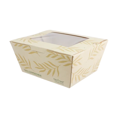 World Centric TO-NT-1W 26 oz NoTree number 1 take-out container with clear PLA window
