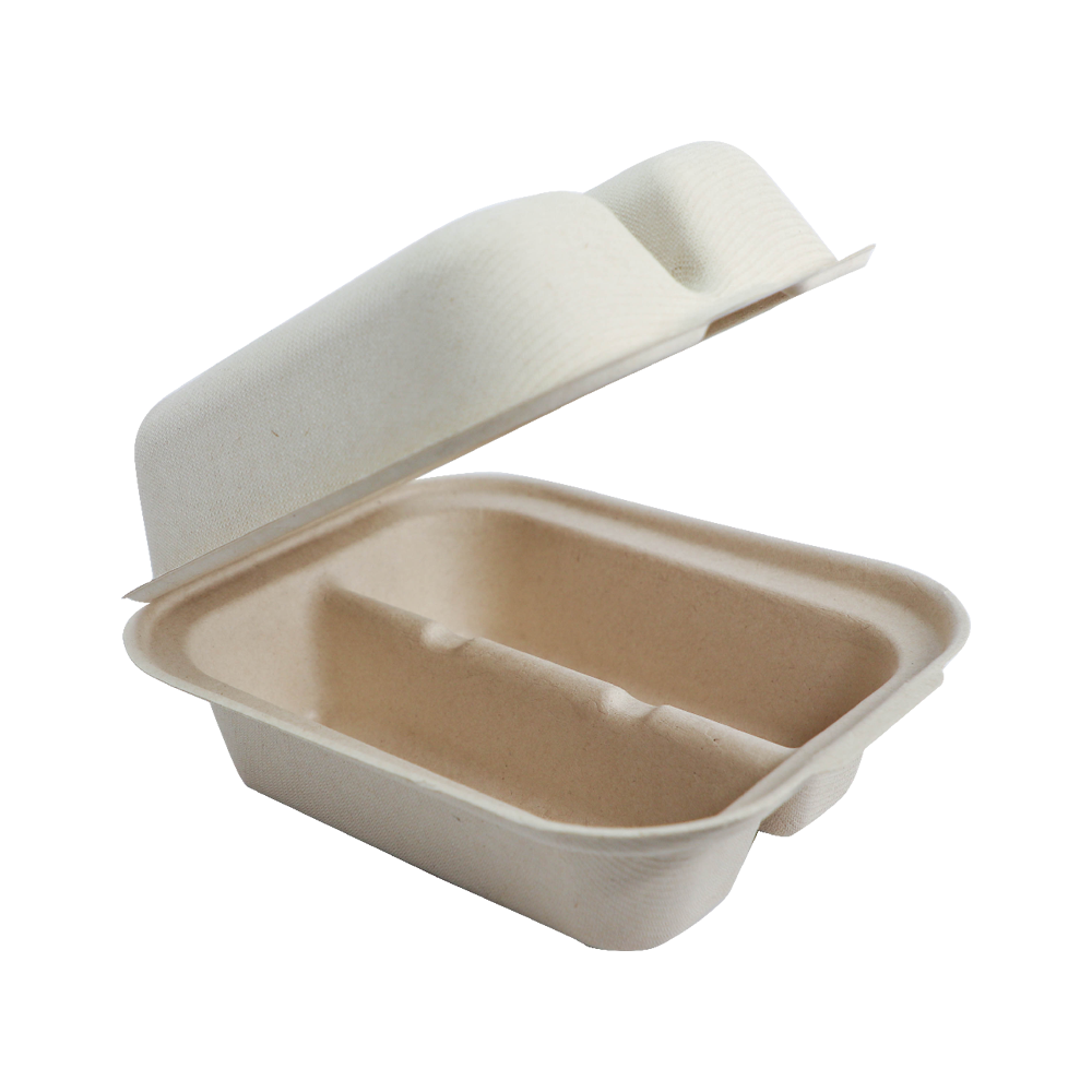 World Centric TO-SC-T2-LFS 8 x 5-inch two-compartment plant-fiber taco box