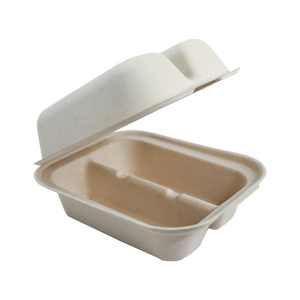 World Centric TO-SC-T2-LFS 8 x 5-inch two-compartment plant-fiber taco box