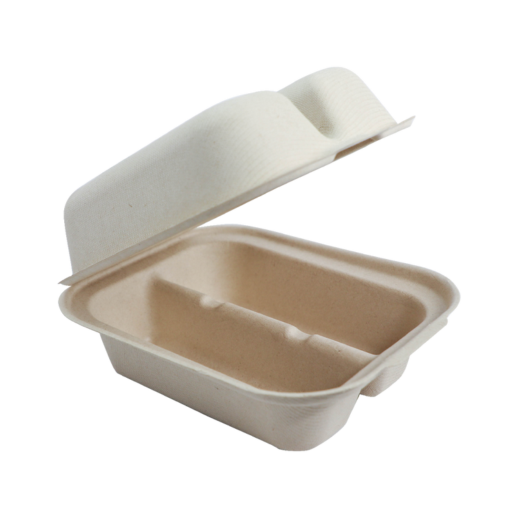World Centric TO-SC-T2-LFS 8 x 5-inch two-compartment plant-fiber taco box