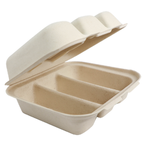 World Centric TO-SC-T3-LFS 8 x 7 x 3 inch 3-compartment compostable fiber taco box
