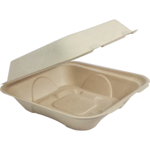 World Centric TO-SC-U9-LFP 9 x 9 x 3 inch compostable fiber takeout clamshell