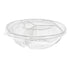 52 oz. round 3-compartment tamper-evident PET deli clamshell container, Inline Plastics TS52R3N