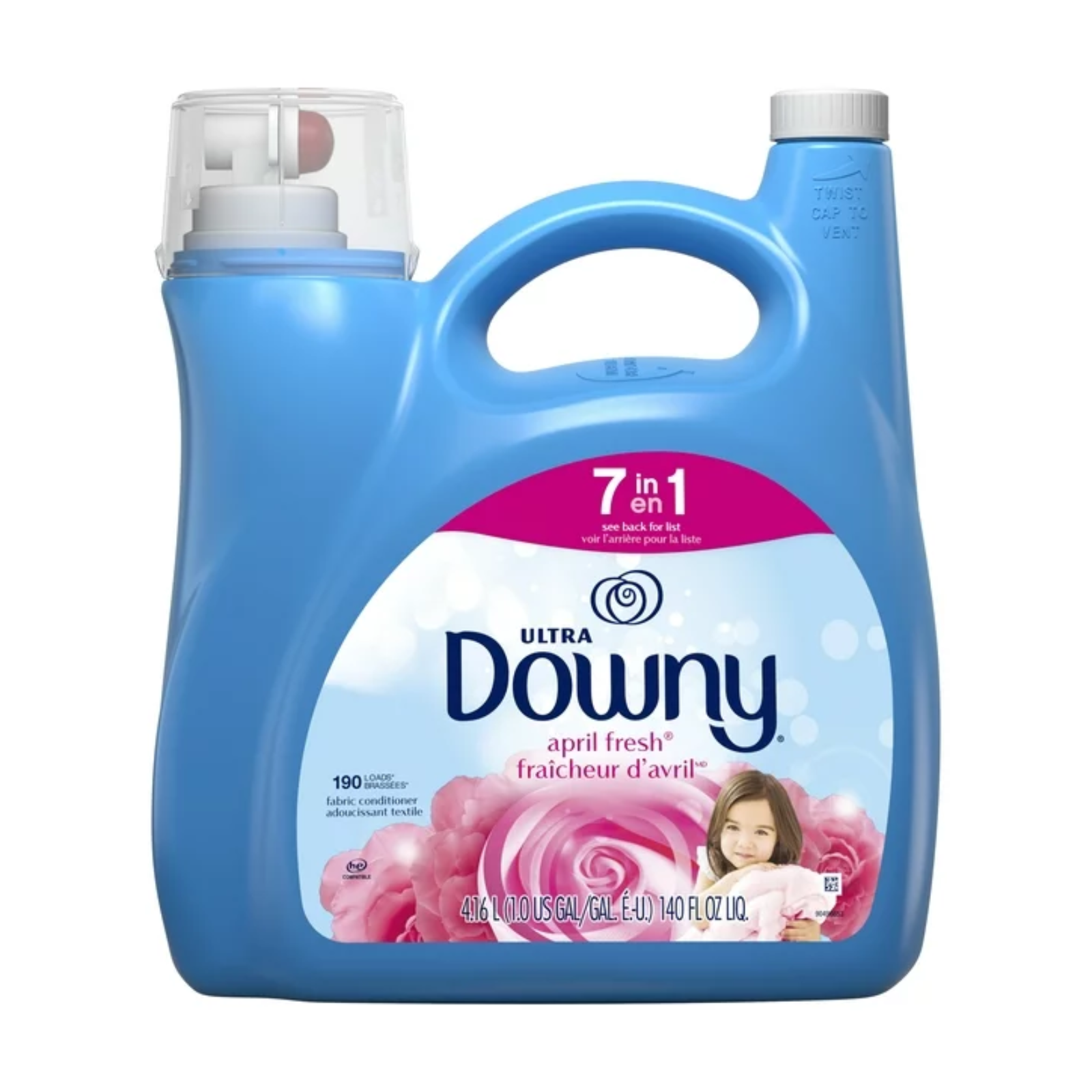 Downy - Ultra Laundry Liquid Fabric Softener (Fabric Conditioner), April Fresh, 140oz, 190 Loads - Case of 4