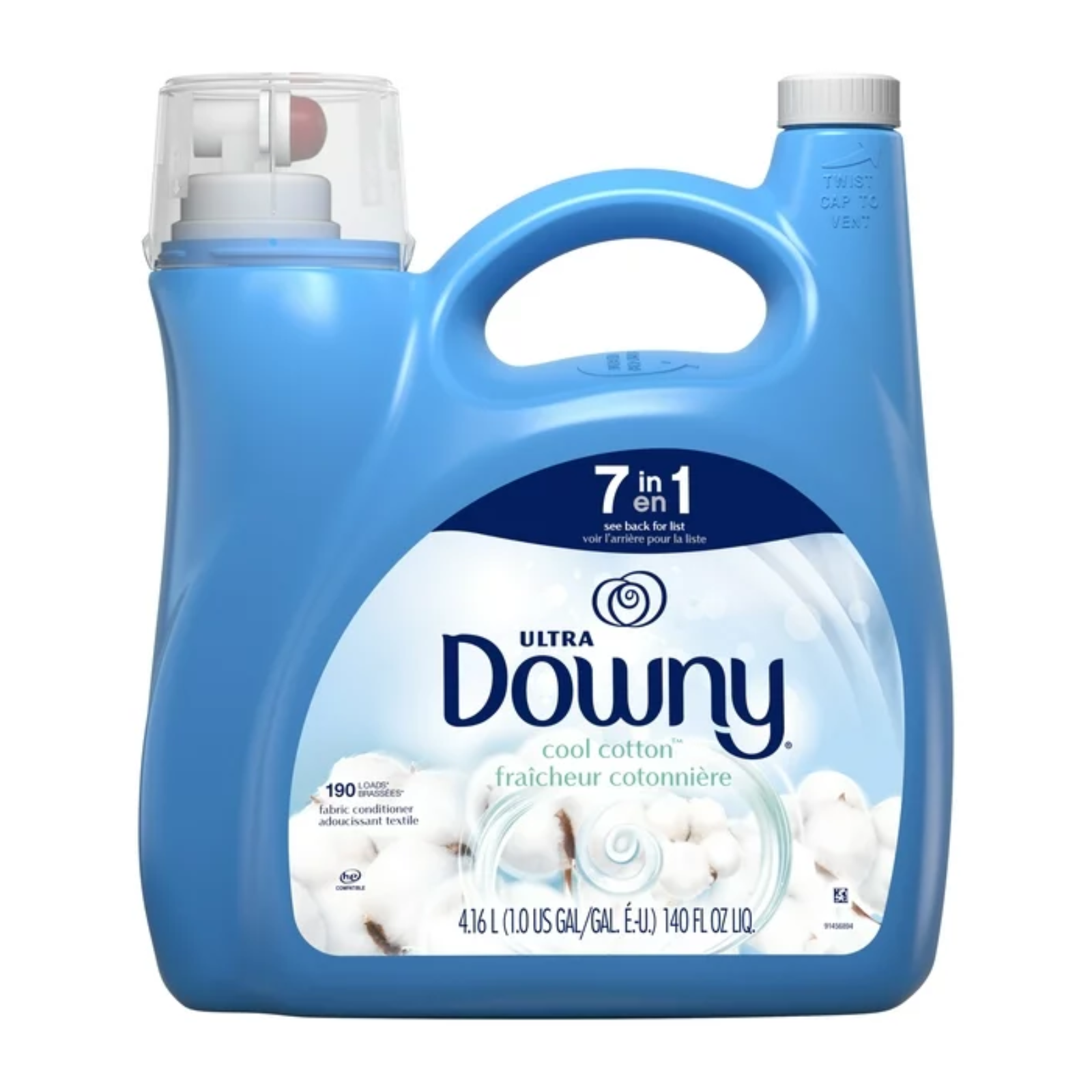 Downy - Cool Cotton Liquid Fabric Softener, 140oz, 190 Loads - Case of 4