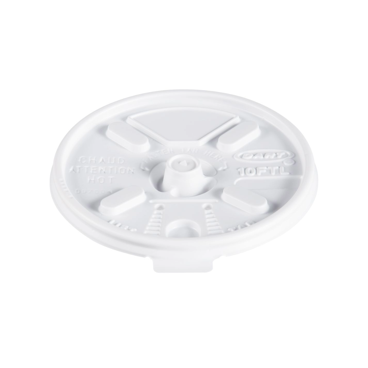 Dart 10FTL - 10oz HIPS Plastic Plastic Lift 'n' Lock Lid, White - Case of 1000