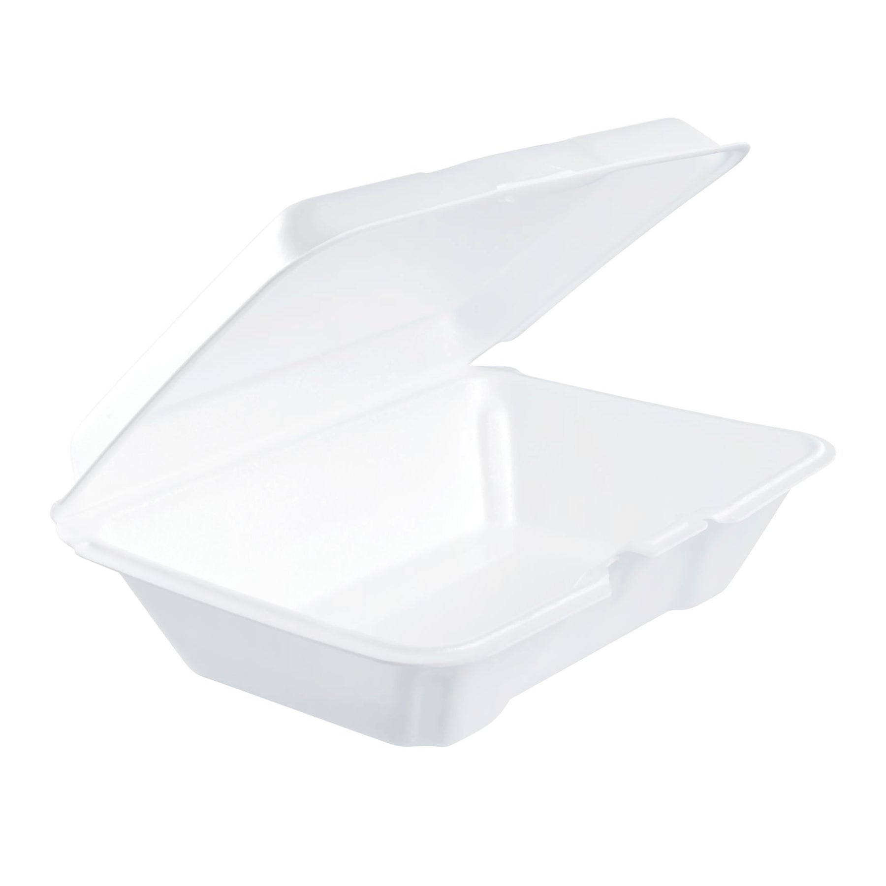 Dart 205HT1 - White Foam Take Out Container with Perforated Hinged Lid 9" x 6" x 3" - Case of 200