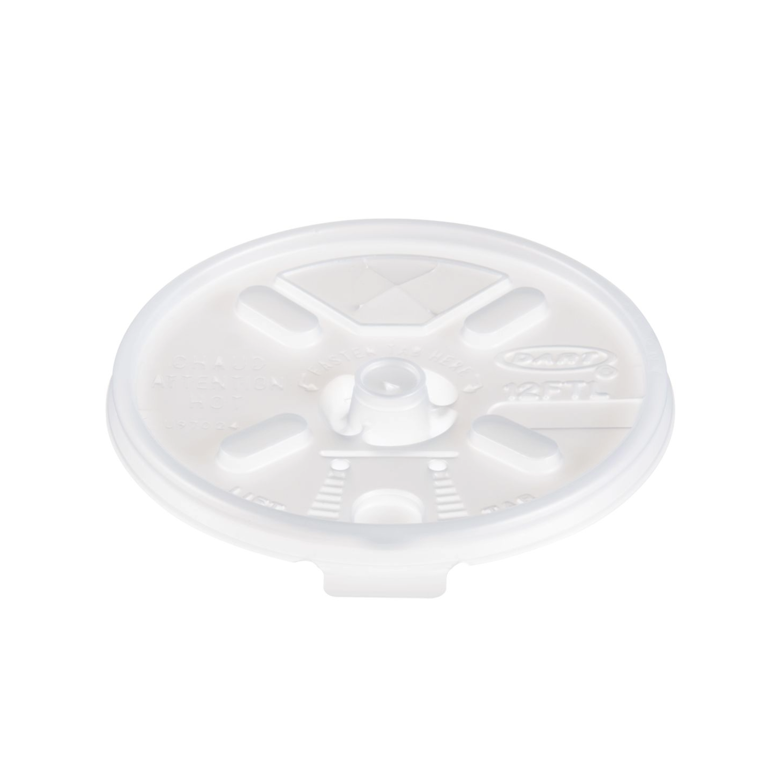 Dart 12FTLS - Translucent Lift'n'Lock Lid with Straw Slot - Case of 1000
