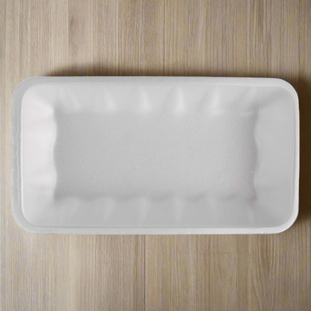 CKF 88141 - (#10K) White Foam Meat Tray 10.75" x 5.75" x 2" - Case of 250