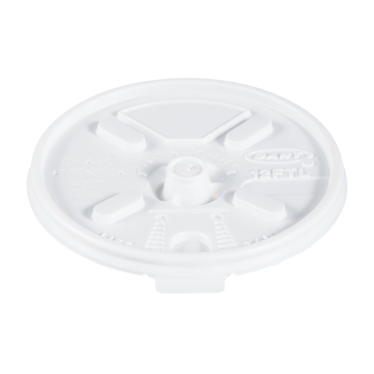 Dart 12FTL - 6-12oz HIPS Plastic Lift 'n' Lock Lid, White - Case of 1000
