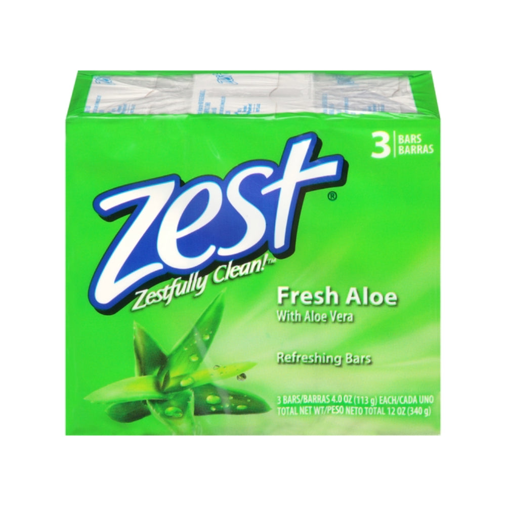 Zest - Fresh Aloe Bar Soap, 4oz, 3 Bars - Case of 12