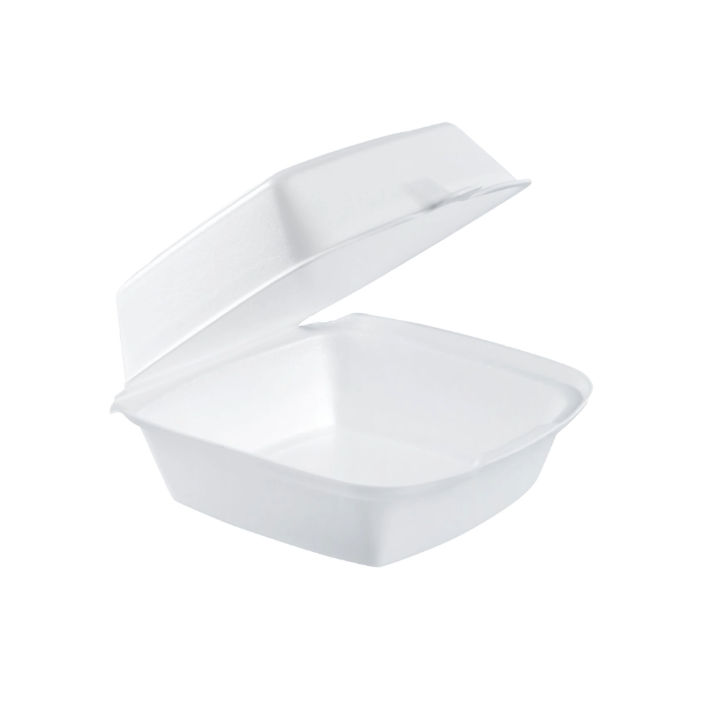 Dart 60HT1 - 6 in XPS Foam Sandwich Container, White - Case of 500