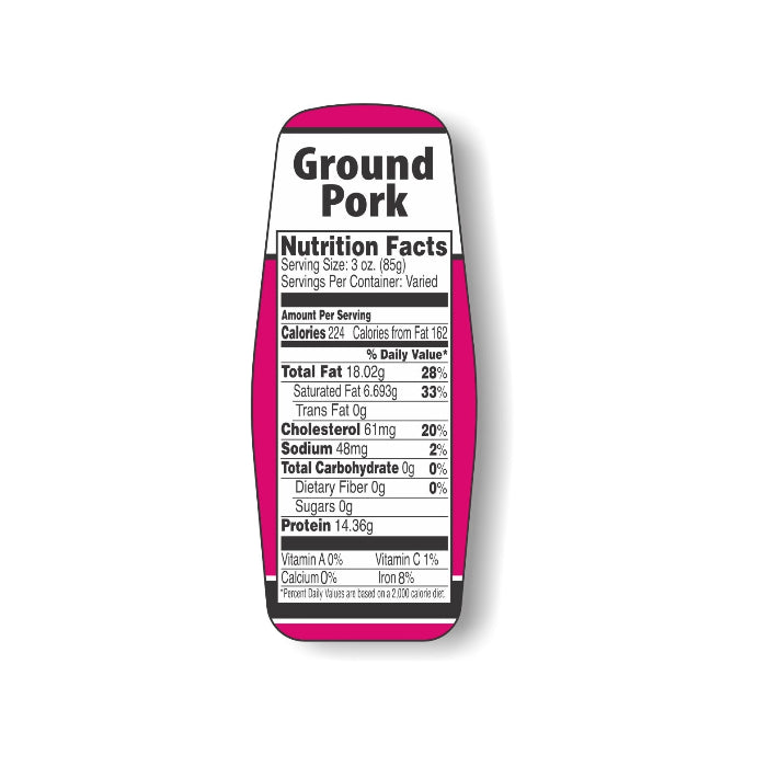 Bollin Label 10585 - Ground Pork W/nut Fact Mag/Black 1.5x3.62 In. - Roll of 500