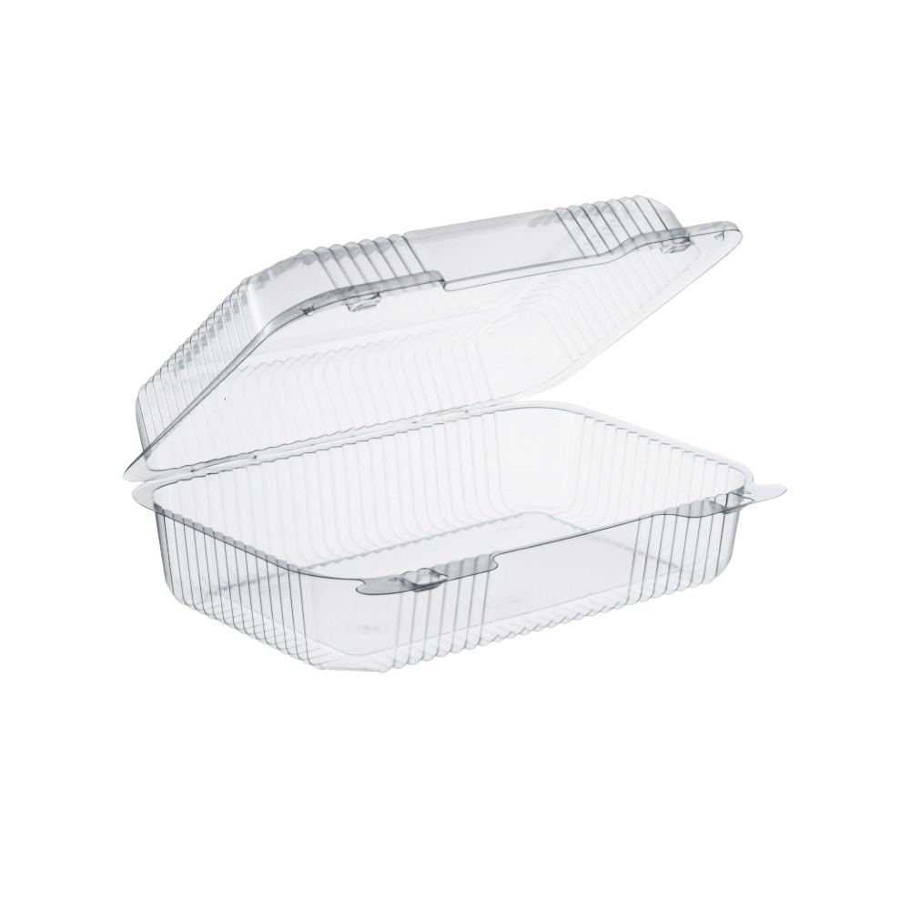 Dart PET40UT1 - 9" x 7" Medium PET Plastic High Dome Hinged Lid Container, Clear - Case of 250