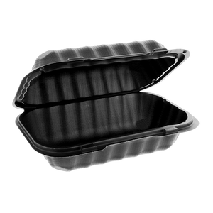 Pactiv YCNB809610000 9x6x3in black MFPP hinged lid container