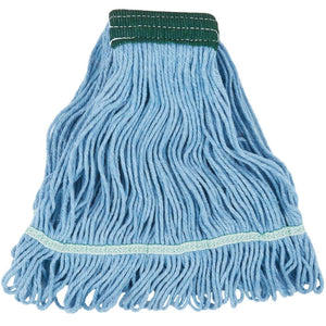 ACS M8708 blue looped-end mop head with a dark headband and a sewn tailband.