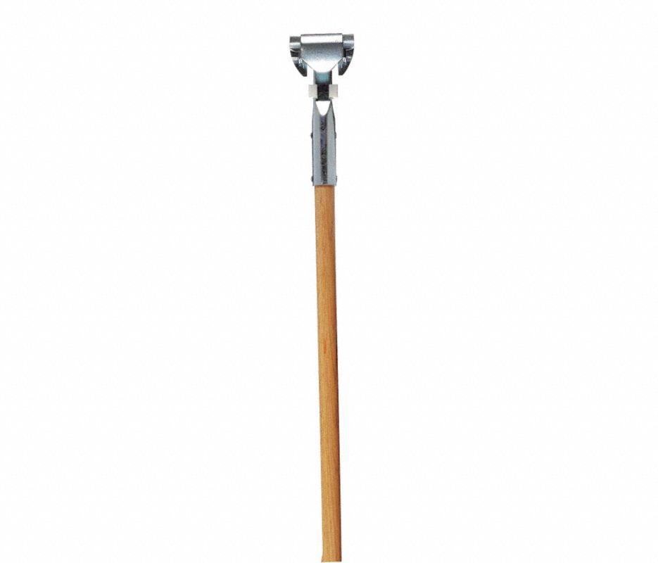 ACS M9550 wood dust mop handle, close-up of the clip-on swivel fitting; handle only, without a mop head or frame.