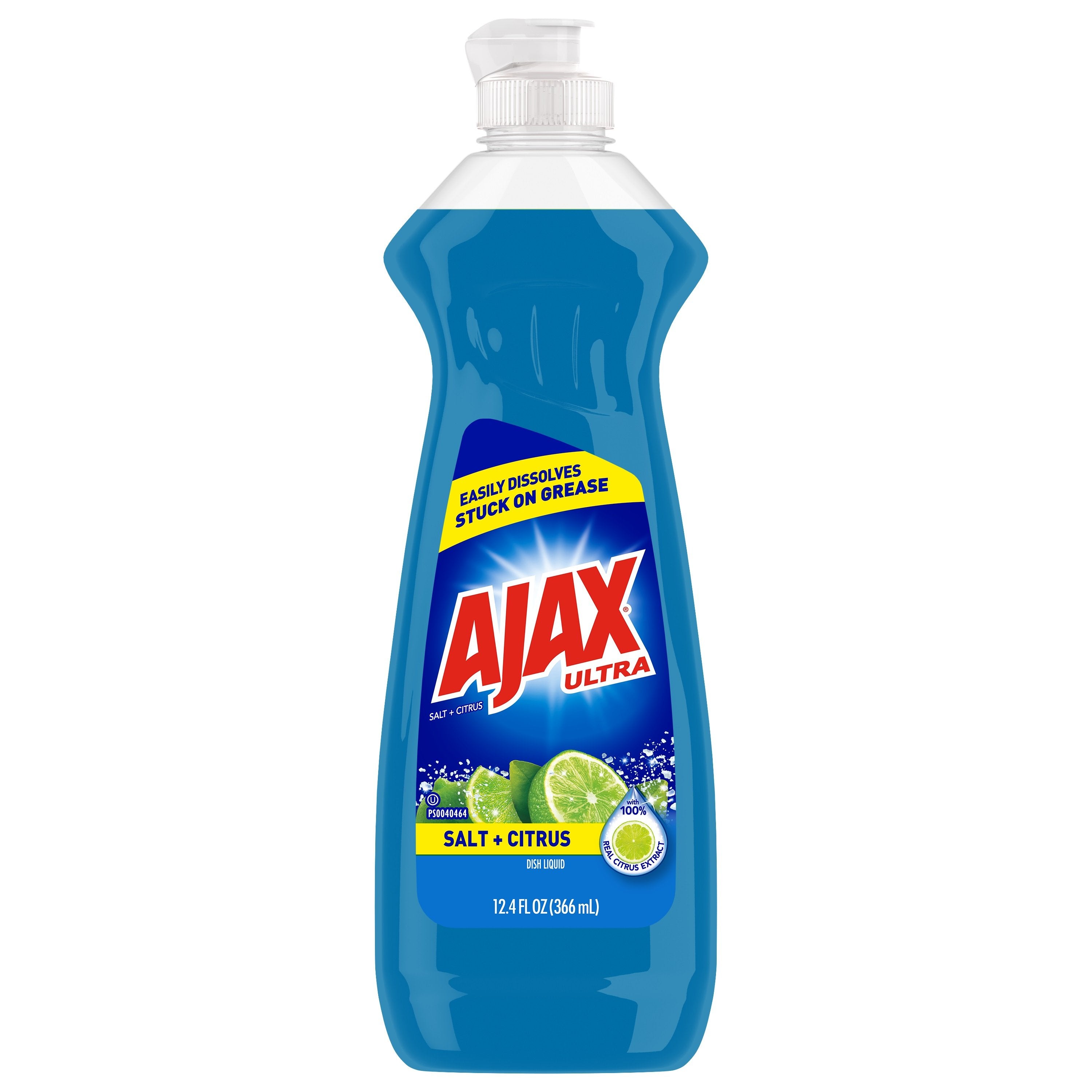 Ajax Ultra Salt + Citrus dish liquid 12.4 oz. bottle, front of package