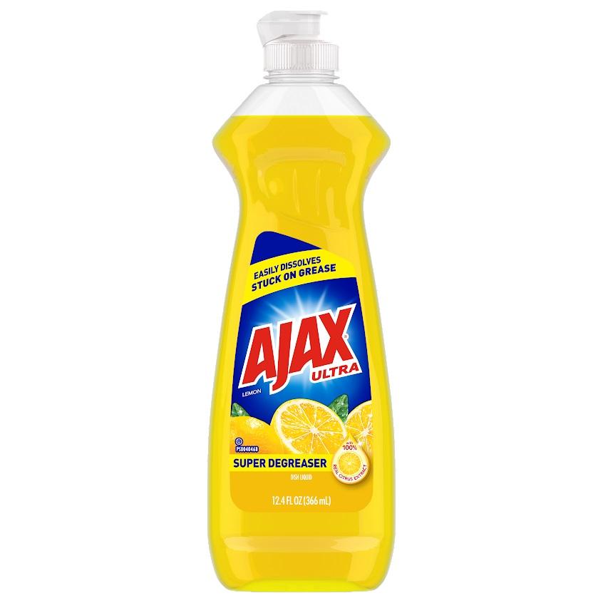 Ajax Ultra Super Degreaser Lemon dish liquid 12.4 oz. bottle, front of package