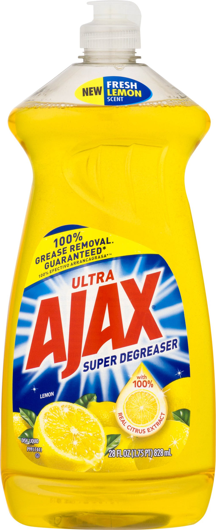 Ajax Ultra Super Degreaser Lemon dish liquid 28 oz. bottle, front of package
