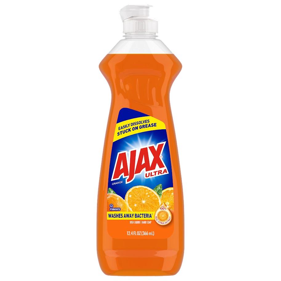 Ajax Ultra Triple Action Orange dish liquid 12.4 oz. bottle, front of package